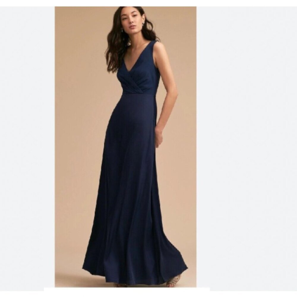 BHLDN CAPULET BRIDESMAID NAVY CHIFFON EVENING GOWN DRESS - S